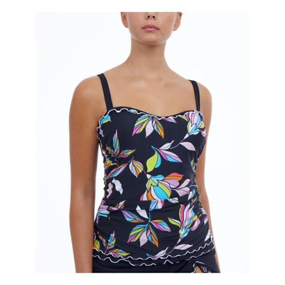 Profile by Gottex Black Floral Monaco Printed D-Cup Tankini Top 34D Slimming New